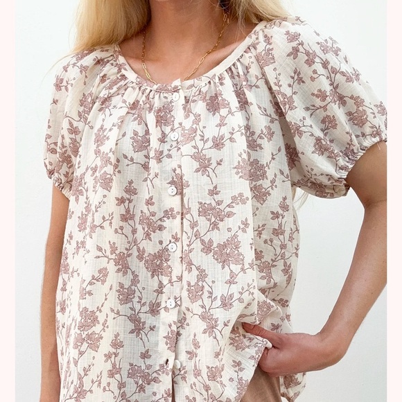 FLORAL TOILE PATTERN button down blouse! Stunning!!!! Like new!! L - Picture 2 of 6